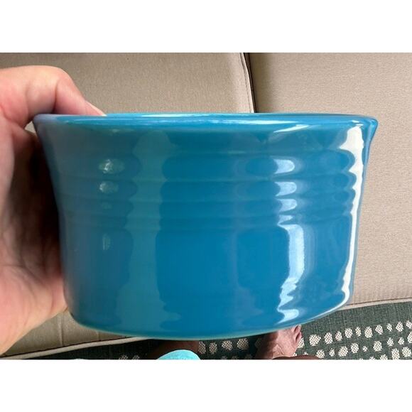RETIRED Peacock Blue Square Ramekin Homer Laughlin - Picture 4 of 6